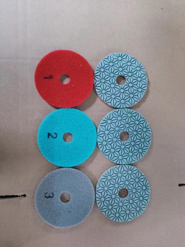 4 Inch 100mm 3 Steps Wet Polishing Pad Diamond Polish Pad Porcelain Granite Polishing Pads for Granite Marble