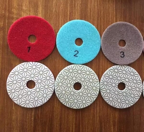 4 Inch 100mm 3 Steps Wet Polishing Pad Diamond Polish Pad Porcelain Granite Polishing Pads for Granite Marble